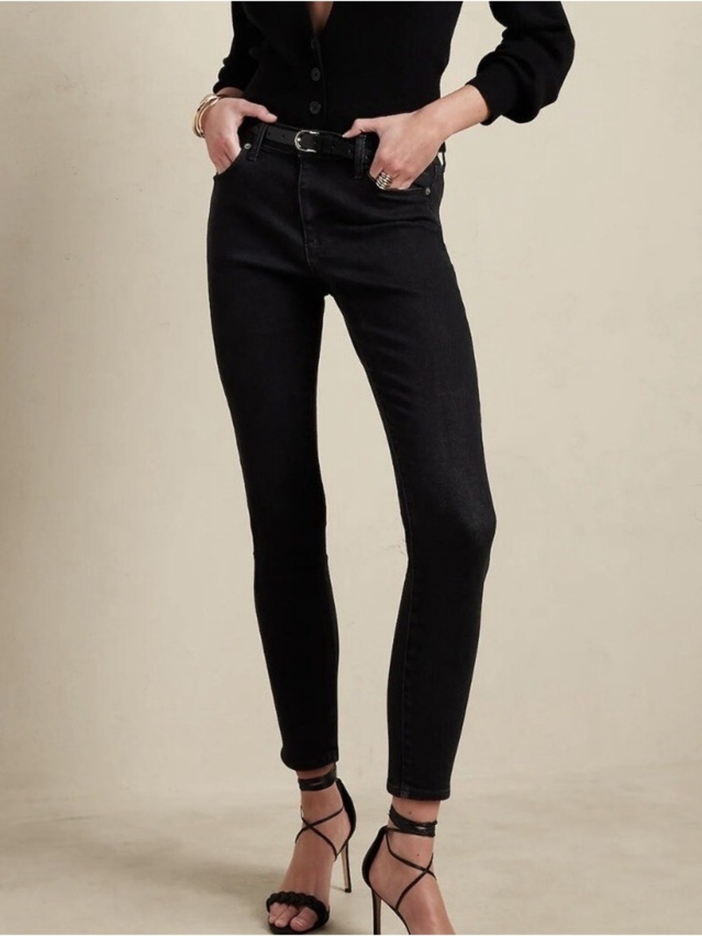 Banana Republic Premium Denim Mid Rise Black Skinny Jeans EUC - size 28